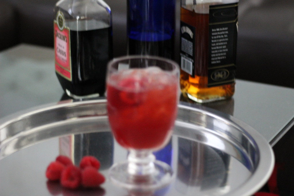 raspberry rosé bourbon cocktail