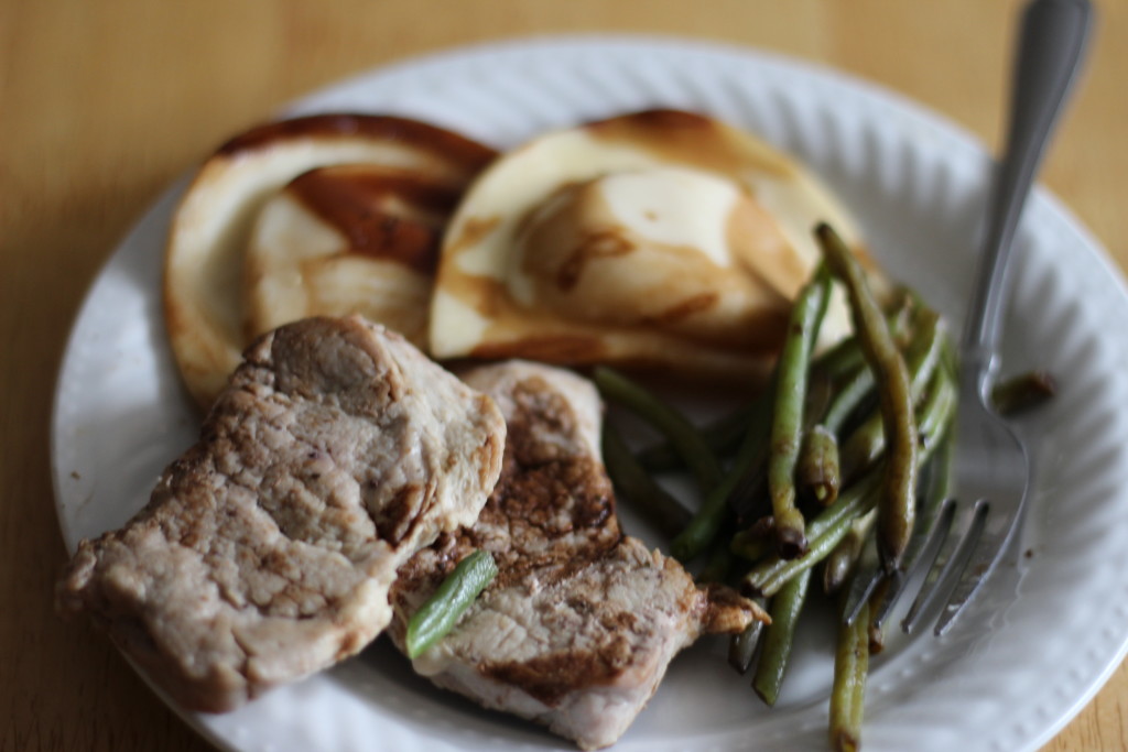 balsamic pork and pierogies