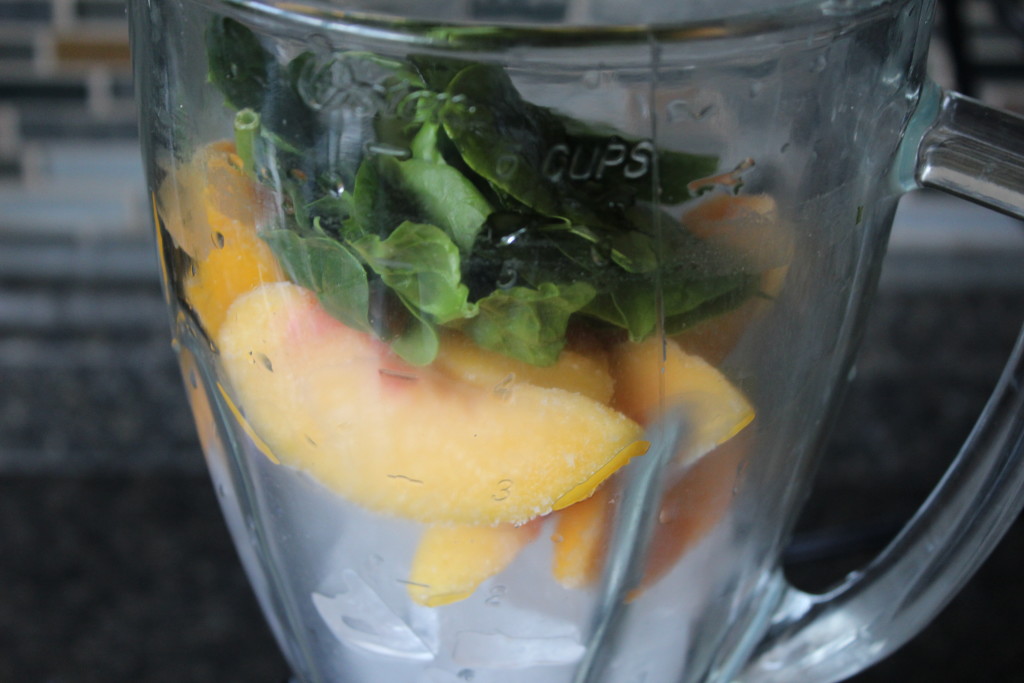 peaches and green protein shake