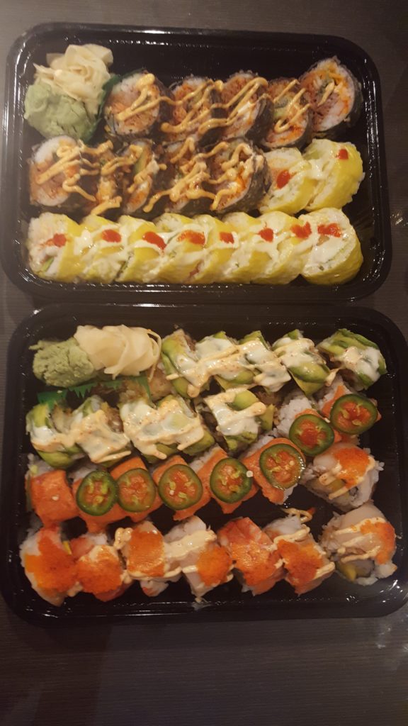 We drove 45 minutes to pick up this awesome sushi just to bring home to eat. It was well worth the drive.