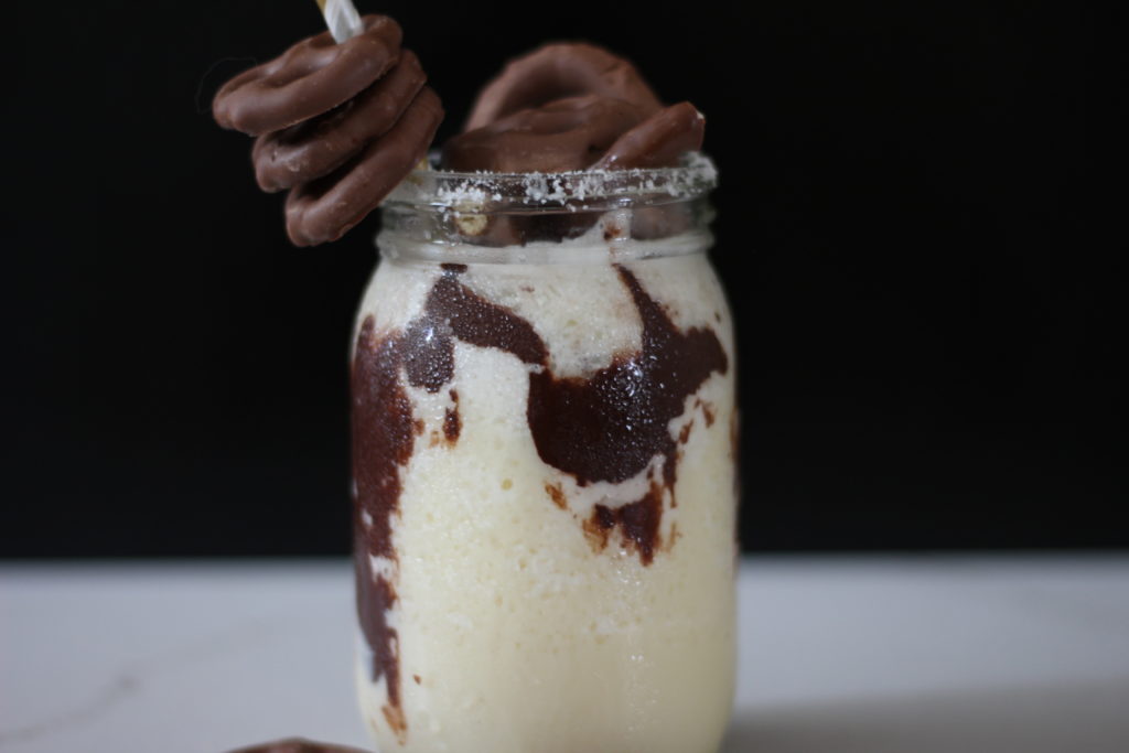 chocolate covered pretzel milkshake