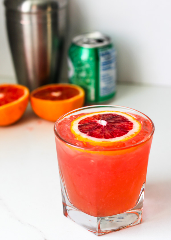 Citrusy with some slightly floral notes, this blood orange elderflower cocktail reminds me of spring and just looks really pretty too.