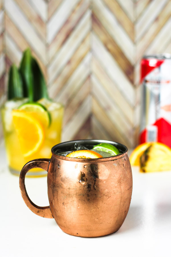 This non alcoholic pineapple orange moscow mule is so citrusy, refreshing, and delicious.